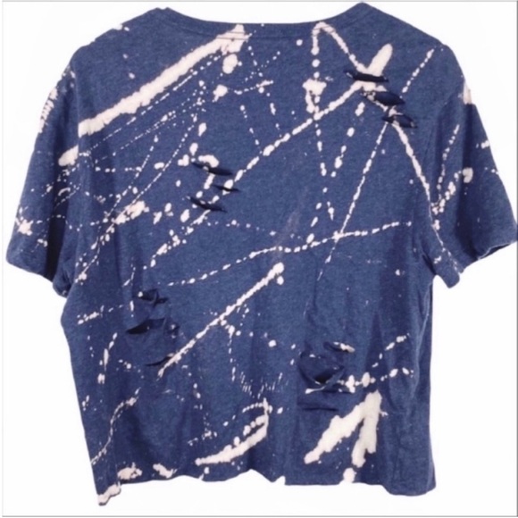 GAP crop cut out bleach tie dye T-shirt top L - Picture 7 of 9